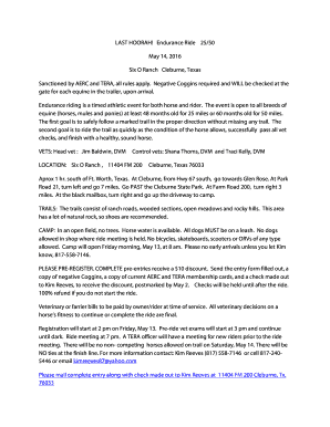 LAST HOORAH Endurance Ride 2550 - AERC Online - aerc