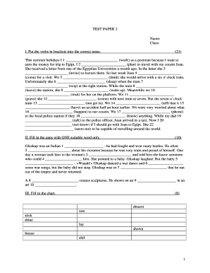 English Grammar Test Paper