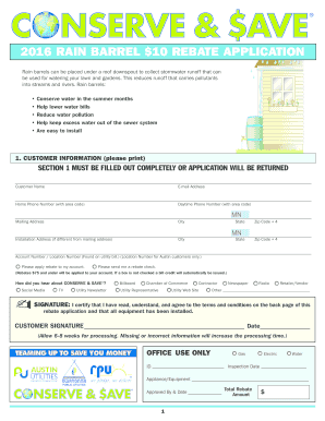 2016 Rain Barrel Rebate Application