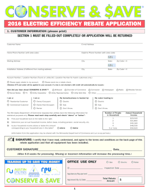 2016 Electric Efficiency Rebate Application