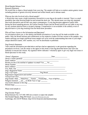 Blood Sample Release Form