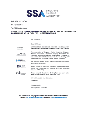 APPRECIATION DINNER FOR MINISTER FOR TRANSPORT AND SECOND - ssa org