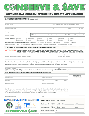 Commercial Custom Efficiency Rebate Application