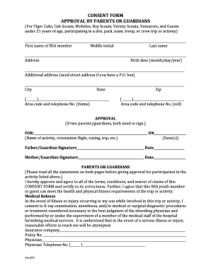 Boy Scouts Activity Consent Form