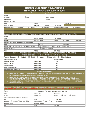 Central Laborers' Welfare Fund Enrollment Form
