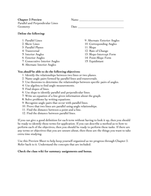 Geometry Chapter 3 Preview Sheet