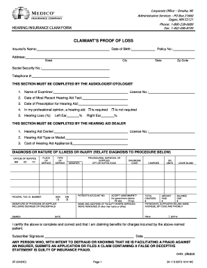 Hearing Insurance Claim Form