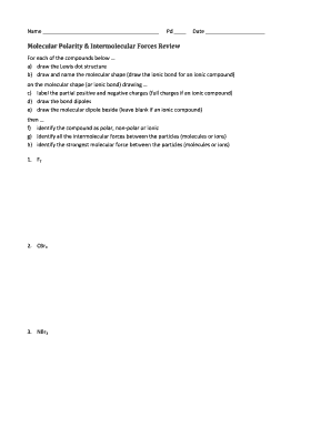 Molecular shapes chart - Molecular Polarity and Intermolecular Forces Reviewdocx - acschools