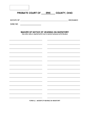 Ohio Waiver of Hearing on Inventory
