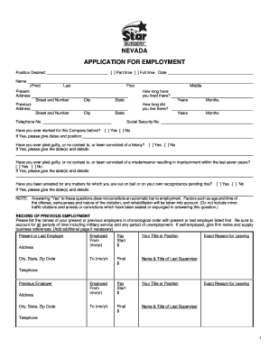 Nevada Application for Employment