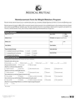 Weight Watchers Reimbursement Form