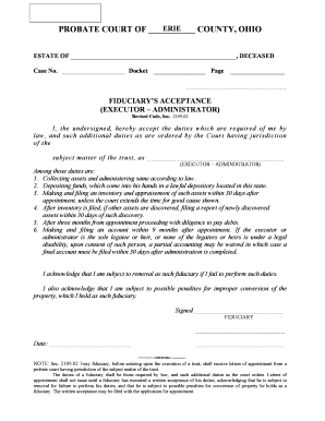 Ohio Fiduciary Acceptance Form