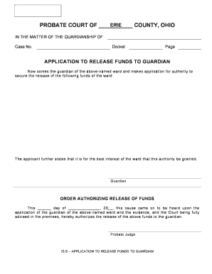Application to Release Funds to Guardian