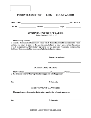 Ohio Appointment of Appraiser Form