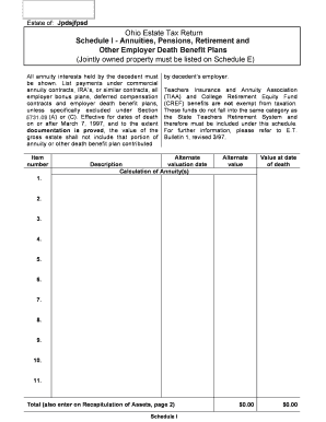 Ohio Estate Tax Return Schedule I