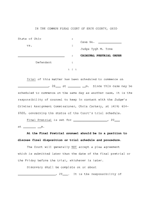 Criminal Pretrial Order
