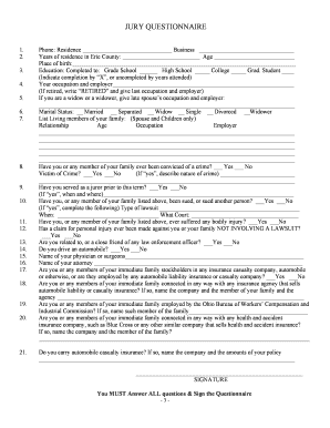 Erie County Juror Questionnaire