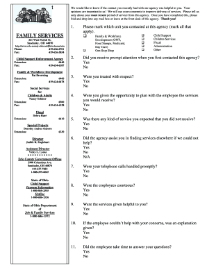 Erie County Job & Family Services Feedback Form
