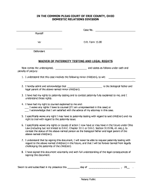 Waiver of Paternity Testing and Legal Rights