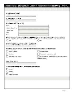 Anesthesiology Standardized Letter of Recommendation SLOR - esgweb1 nts jhu