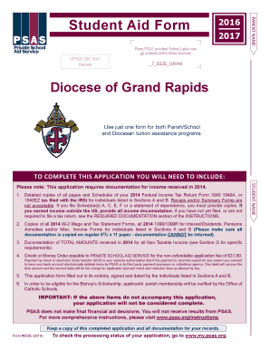 Student Aid Form 2016