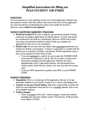 PSAS Student Aid Form