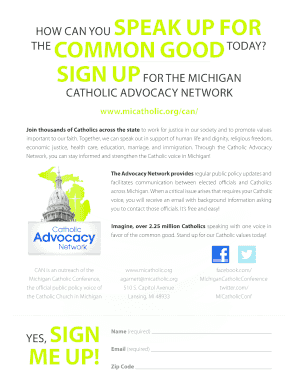 Michigan Catholic Advocacy Network Sign-Up Form