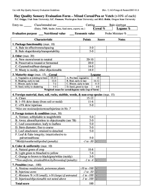 Hay Quality Sensory Evaluation Form
