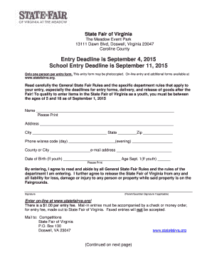 State Fair of Virginia Entry Form