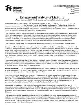 Habitat for Humanity Volunteer Waiver