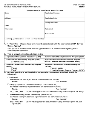 USDA Conservation Program Application