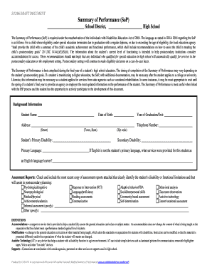 Summary of Performance for Special Education Students
