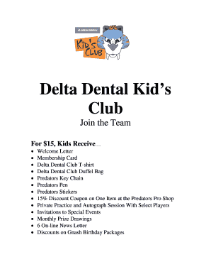 Delta Dental Kids Club Membership Form