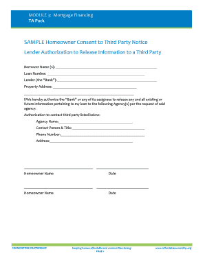 Homeowner Consent to Third Party Notice