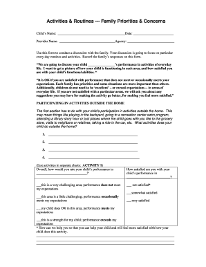 Child Activities and Routines Assessment Form