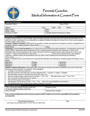 Parental Medical Information and Consent Form