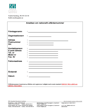 Application for National Issuer Number