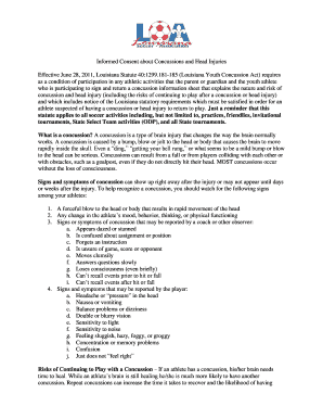 Louisiana Youth Concussion Act Consent Form