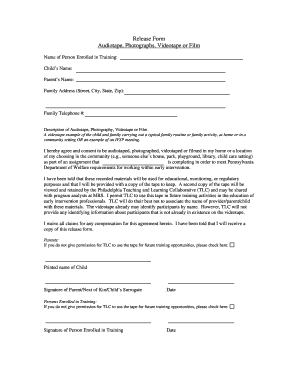 Release Form for Audiotape or Videotape