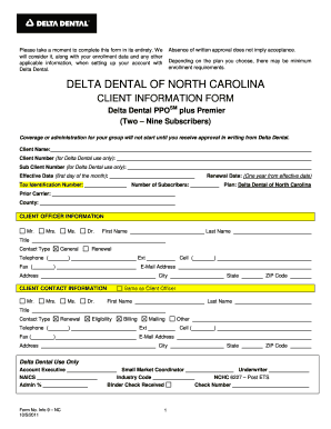 Delta Dental Client Information Form