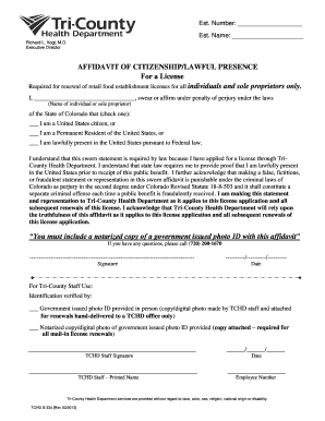 Affidavit of Citizenship/Lawful Presence for License