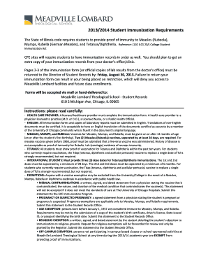 Illinois Student Immunization Form