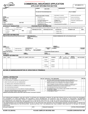 Commercial Insurance Application Form