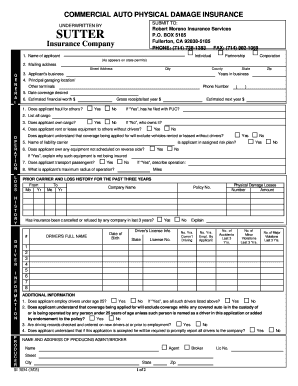 Commercial Auto Physical Damage Insurance Application