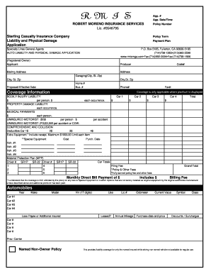 California Auto Liability and Physical Damage Application