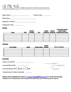 Commercial Auto Insurance Application