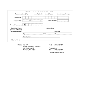Credit Card Authorization Form
