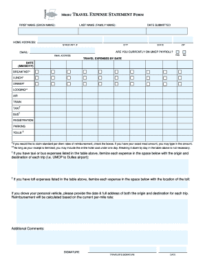 MRSEC Travel Expense Statement Form