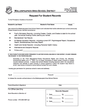 Request for Student Records
