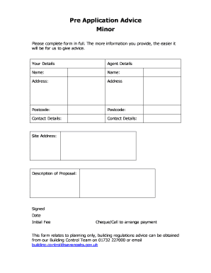 Planning Permission Pre-Application Advice Form